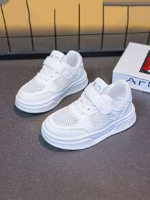 1 Pair Girls' New Student Skate Shoes, Non-Slip Soft Sole With Hook And Loop, Suitable For Spring And Autumn - White - View 4