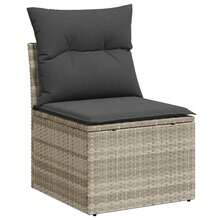 vidaXL 9-Teiliges Gartensofaset Mit Kissen, Hellgrau, Poly-Rattan - Grey - View 5