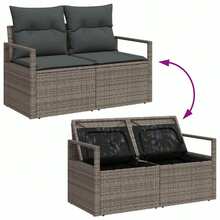 vidaXL 9-Teiliges Garten-Sofa-Set Mit Kissen, Grau, Poly-Rattan - Grey - View 9