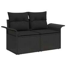 vidaXL 12-Teiliges Garten-Sofa-Set Mit Kissen, Schwarz - Black - View 6