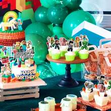 25件套我的世界主题蛋糕装饰品，适用于节日装饰、生日派对、单身派对和我的世界主题蛋糕。儿童生日蛋糕装饰插片，甜点桌卡片插片。 - 彩色 - 查看 6