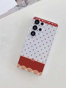 1pc Heart Lace Pattern Transparent TPU Soft Phone Case, Anti-Fall Anti-Scratch Anti-Fingerprint, Precise Camera Cutout, Compatible With Samsung, Nothing, Pixel, INFINIX, Redmi - Multicolor - View 2