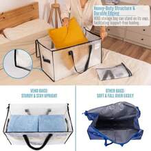 VENO Moving Bags Christmas Storage Bins Moving Boxes Alternative Comforter And Blanket Storage Bags College Dorm Packing Supplies Foldable Heavy-Duty Tote Clear 10 Pack - Clear+4 Pack - View 3