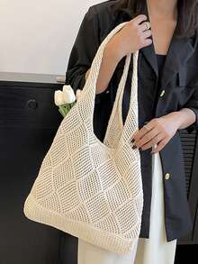 Bolsa de playa para vacaciones de verano, bolso de gran capacidad, elegante bolso de hombro de moda para mujer, bolso de viaje, artículos esenciales de viaje, bolso de dama de, bolso d - Multicolor - Ver 3
