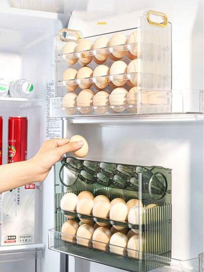 Soporte De Bandeja De Huevos Emergente Automático Para El Hogar, Puerta Lateral De Almacenamiento Para Refrigerador, Triple Capa