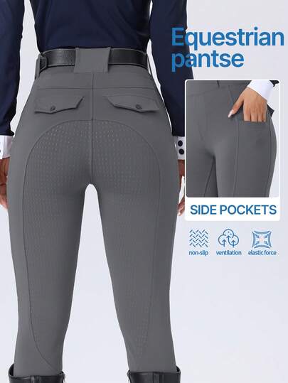 ROYALS MATTINI ملابس ركوب الخيل للنساء ، بناطيل إكوستريان جودهبورز ، بناطيل قصيرة مقاومة للتآكل بطبقة السيليكون الكاملة ، جينز ركوب الخيل المرن بجيوب ، مناسب لرياضة ركوب الخيل ، سريع الجفاف