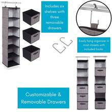 Grey Multi-Tiered Closet Storage System With Drawers: 6-Compartment Organizer - Multicolor - View 4