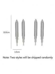 1 par de pendientes largos con cadena de metal y borlas de diseño geométrico, 2 diseños surtidos - Plateado - Ver 5