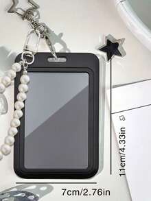 黑色星形吊坠卡套，包装装饰，钥匙扣，饰以银色蝴蝶结，可收纳身份证、名片、交通卡、照片、门禁卡等，适合日常使用，也可作为装饰品或礼物送给朋友、家人、爱人，例如情人节、生日、母亲节、开学季等。 - 彩色 - 查看 9