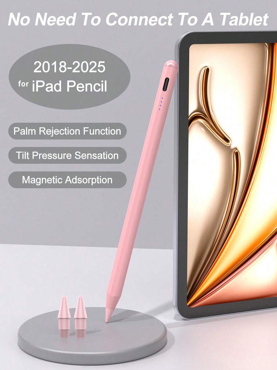 10.2-Inch IPad (10th Gen)/10.9-Inch IPad (2022), IPad Air 4/5/6/M4, IPad A16 (11th Gen, 2025), IPad Air 11-Inch/13-Inch (M3/M2), IPad Pro 11-Inch/12.9-Inch Stylus Pen, Support Anti-Mistouch And Tilt Sensing, Built-In 90mAh Battery, Capacitive Stylus For IOS Tablets, Pink