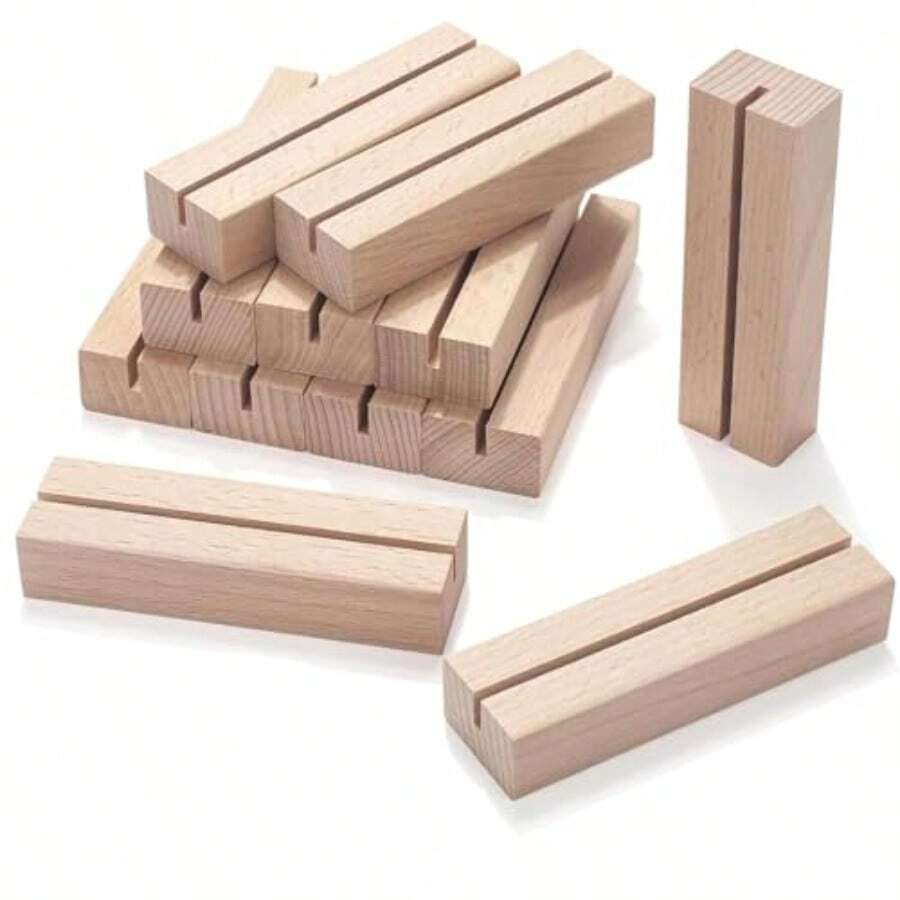 mesa de restaurante10 Piezas Porta Menús con Números de Mesa Soporte Ajustable para Tarjetas de Felicitación Localización y Menús Ideal para Bodas Restaurantes Cafeterías y Eventos - Color de madera - Ver 1