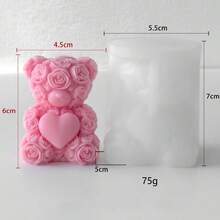 Rose Bear Candle Silicone Mold DIY Valentine's Day Handmade Fragrance Diffuser Stone Grinding Tool - White - View 6
