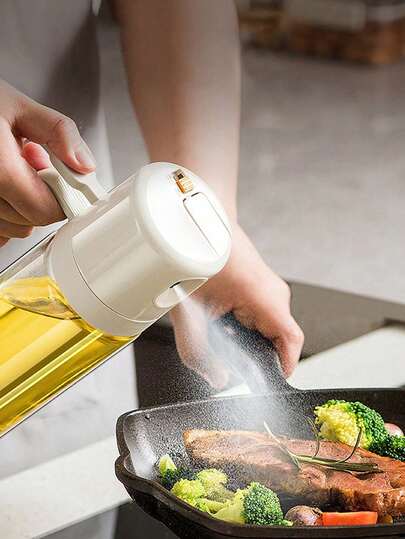 2-In-1 Leak-Proof Glass Oil Dispenser Bottle - 500ML (17oz) Kitchen Sprayer & Pourer For Cooking, Salad, Vinegar