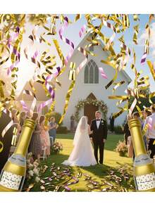 1个香槟手持式彩纸礼炮，无压弹簧式金箔彩纸礼炮，派对气氛道具，适用于婚礼、生日、酒吧、庆典等场合。 - 彩色 - 查看 8