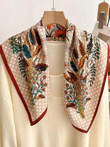 1条头巾，新款花卉几何印花围巾，优雅乡村风格 - 彩色 - 查看 1