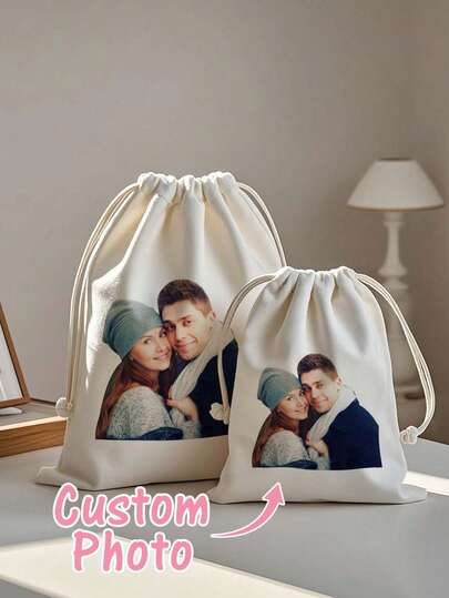 1pc Customized Drawstring Bag, Personalized Photo Drawstring Bag, Customized Fun Storage Bag, Personalized Photo Storage Bag, Fits Any Phone, Reusable Personalized Storage Bag, Anniversary Gift, Valentine's Day Gift, Birthday Gift, Wedding Gift, Mother's Day Gift, Father's Day Gift, Gift For Best Friend, Gift For Parents, Gift For Boyfriend/Girlfriend, Elegant Romantic Gift, Travel Gift, Travel Gift For Family