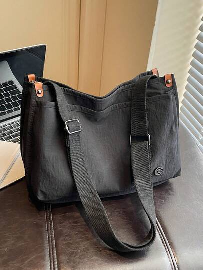 Large Capacity Fashionable Casual Crossbody Bag, Canvas Minimalist Shoulder Bag, Adjustable Strap, Comfortable Versatile Handbag, Suitable For Work, Shopping, Outdoor Sports, Commuting
