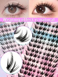 104pcs Natural Style False Eyelashes (Suitable For Beginners), Puppy Eyes + Cute Girl Fluffy Cartoon Series Segmented C-Curl False Eyelashes (Packaging Random), Eyelash Clusters, False Eyelash Clusters, Individual False Eyelashes - C - View 4