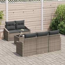 vidaXL 6-Teiliges Sofa-Set Mit Kissen, Grau Poly-Rattan Mit Speicher - Grey - View 1