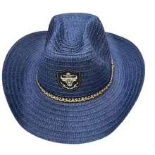 Sombrero vaquero de paja ligero y transpirable para verano, cómodo para uso diario y actividades al aire libre - Azul - Ver 1