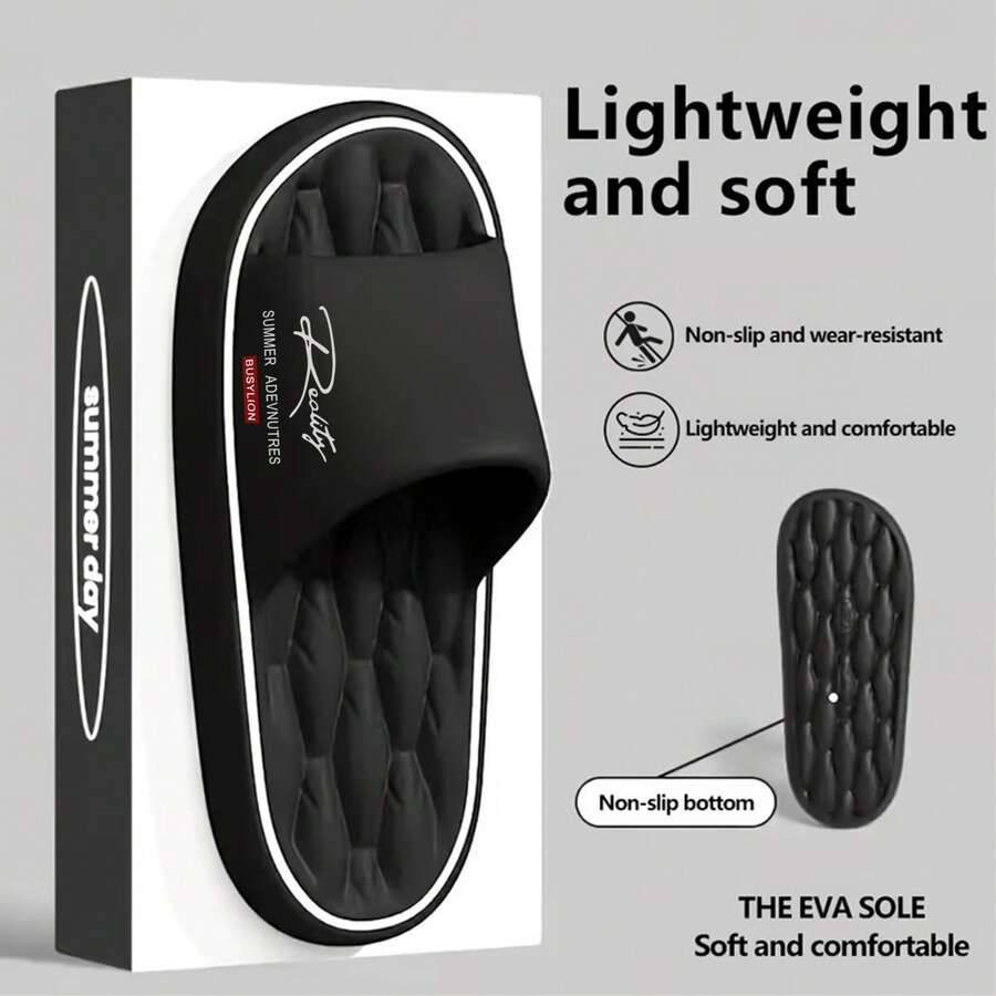 Busylion Women's Comfortable House Slippers - Quick Drying, Soft Sole, Non-Slip Indoor/Bathroom Sandals, Suitable For All Seasons, Great For Vacation & Leisure, Suitable For Beach, Home And Outdoor Use - Black - View 1