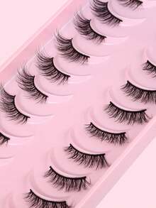 10 Pairs Criss-Cross Curled False Eyelashes, Cosmetic Accessories - Black - View 3