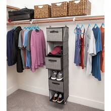 Grey Multi-Tiered Closet Storage System With Drawers: 6-Compartment Organizer - Multicolor - View 5