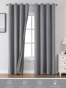 1 件/2 件遮光窗帘,仿亚麻纹理窗帘,适用于客厅、卧室,100% 遮光窗帘,轻质隔热窗帘,带索环顶部,长度 84 英寸、72 英寸、63 英寸,2 片套装可选 - 白色 - 查看 20