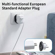 1pc/2pcs Universal Travel Adapter Plug, 16A High Power Converter Socket, US/UK/AU/CN To EU/German/French Type E/F Plug, White/Black - EU E Type Plug(220-240V) - View 5