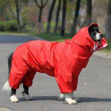 One Blue Large Dog Pet Raincoat (Full Coverage) - Blue - View 15