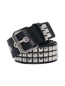 Street 1PC Stylish Punk Style Rivet Decor Versatile Jeans Belt Dress Belt Halloween Summer, School Fall, Autumn, Halloween - Black - View 1