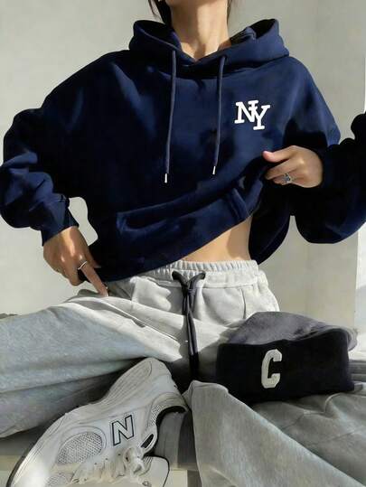 Mujer003 Sudadera de mujer  invierno sudadera de manga larga cómoda suave Conjunto deportivo casual con logotipo NY, perfecto para el estilo urbano y cómodo para cualquier ocasión