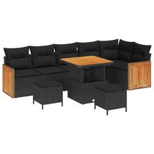vidaXL 9-Teiliges Gartensofaset Mit Kissen, Schwarz - Black - View 2