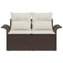 vidaXL Garden Sofa With Cushions Brown 141 X 62 X 69cm Poly-Rattan - Yellow - View 5