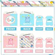Gender Reveal Party Supplies, Foldable Voting Box, Red & Blue Voting Cards, Baby Gender Reveal Party Fun Props, 1st Birthday Party Decorations, Voting Box + Cards, Cartoon Costume Sign Cards, Voting Slips - Voting Box + Cards - View 3