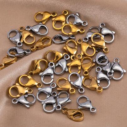 20pcs Stainless Steel Lobster Clasp, Suitable For Handmade Jewelry Making, Replacement Parts For DIY Necklace And Bracelet Chains