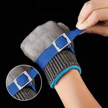 2 Stücke / 1 Set hochwertige Nylon- und Stahlseil-Angelhandschuhe, leicht, strapazierfähig und bequem für Küche, Badezimmer, Toilette und Outdoor - Blau - Übersicht 2