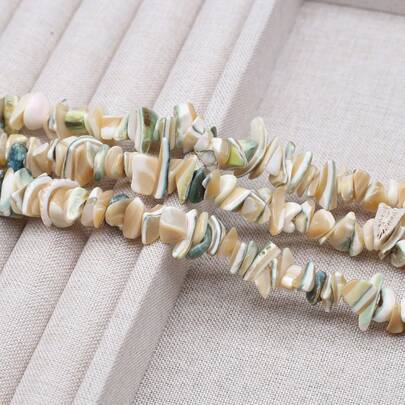 1串天然淡水贝壳串珠不规则散珠，用于珠宝制作DIY男女项链手链工艺品配件