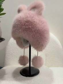 新款可爱毛绒球猫耳渔夫帽，女士款，保暖户外休闲可爱帽 - 彩色 - 查看 43