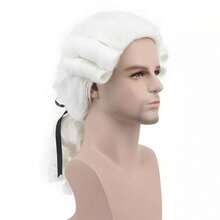 Judge Colonial Wig Man Women Long Wave White Wig For Halloween Costume Cosplay Party (Also Available In Gray, Black And Light Blonde Wigs) - Multicolor - View 5