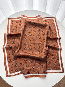 1pc Paisley Print Faux Silk 27.5in Square Scarf/Bandana, Versatile Neck Scarf For Men, Sun Protection - Multicolor - View 2