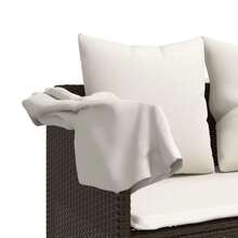 vidaXL Sun Lounger With Canopy And Cushion Brown Poly Rattan - B - View 10