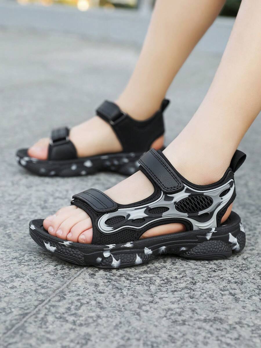 Boys' Sandals, Children's Summer Shoes, Big Kids' Breathable Casual Beach Shoes, Lightweight Student Sandals - Black - View 1