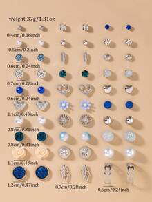 Bộ 30 đôi bông tai nữ bằng kim loại tinh tế hình cây, vỏ sò, ngọc trai và trái tim. - Nhiều màu - Xem 5