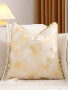 1/2 vỏ gối trang trí màu vàng, chất liệu giả lụa dệt jacquard, kiểu dáng cổ điển sang trọng, phù hợp cho phòng khách kiểu nhà nông thôn, mùa xuân/hè. - Hoa hồng vàng - Xem 12