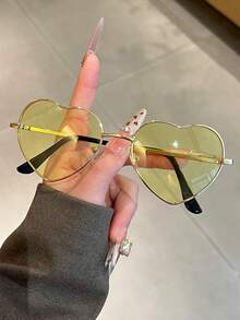 新款金属心形时尚眼镜，街头风百搭眼镜，情侣礼物，情人节必备礼物，派对配饰 - 彩色 - 查看 11