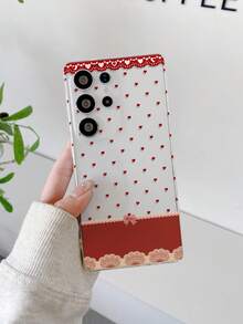 1pc Heart Lace Pattern Transparent TPU Soft Phone Case, Anti-Fall Anti-Scratch Anti-Fingerprint, Precise Camera Cutout, Compatible With Samsung, Nothing, Pixel, INFINIX, Redmi - Multicolor - View 1