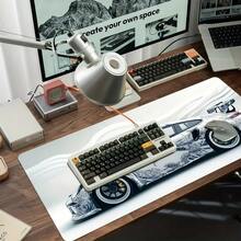 1pc Large White Sports Car Design Non-Slip Rubber Base Gaming Mouse Pad, Computer Office Desk Mat For Gamers Office Desk Accessories Desk Accessories Office Supplies Office Decor - Multicolor 3 - View 3