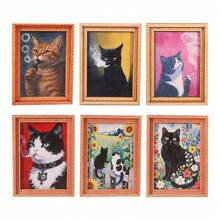 Adorable Cat Fridge Magnets - Cute Black And White Cat Design With Pink Decorations, Sturdy Bamboo Material, Perfect Home And Office Decoration, Holiday Gifts And Kitchen Accessories, Cat Accessories - 龐克貓 - 查看 6