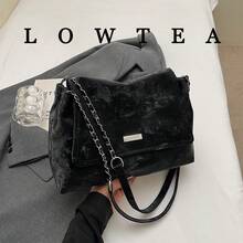 low tea 1 chiếc túi đeo vai bằng da PU màu trơn, kiểu dáng retro thời trang hình vuông dành cho nữ, thiết kế tay cầm phía trên với nắp gập có khóa nam châm, dây đeo có thể tháo rời và điều chỉnh để đeo vai hoặc đeo chéo, thích hợp cho du lịch, mua sắm, hẹn hò, làm quà tặng cho nữ, tuyệt vời cho đi làm, hoạt động ngoài trời, du lịch, leo núi. - màu đen - Xem 8